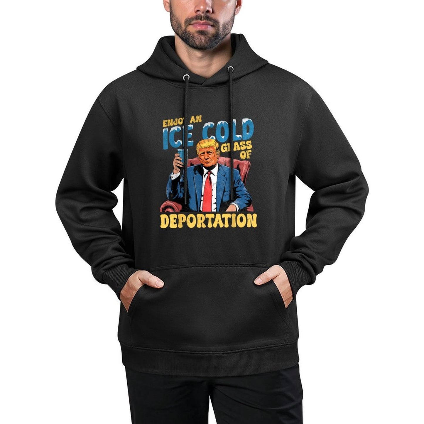 ICE Enjoy An Ice Cold Glass Of Deportation Funny Trump ICE Breathable Fabric Hoodie