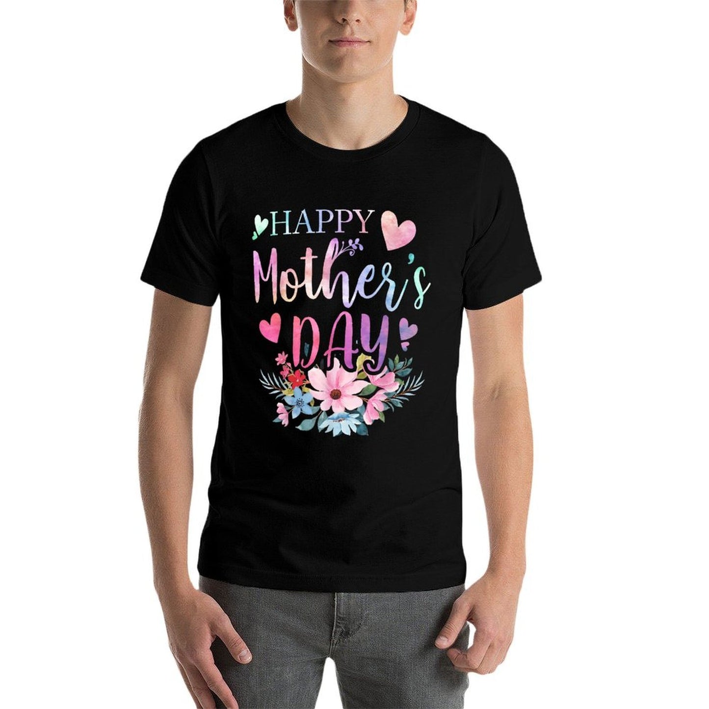 Happy Mother's Day With Floral Mom Mommy Grandma  Graphic-printed T-Shirt