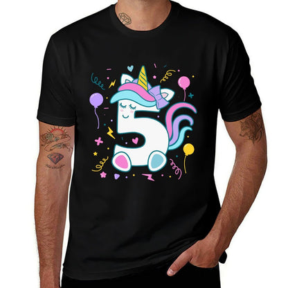 Unicorn 5th Birthday Number 5 Year Old Girl Birthday Comfortable T-Shirt