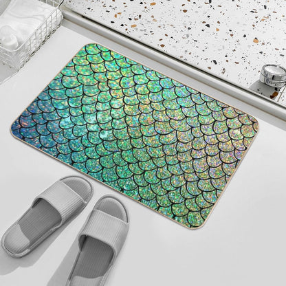 Colorful Glitter Mermaid Scales  Absorbent Bath Mat