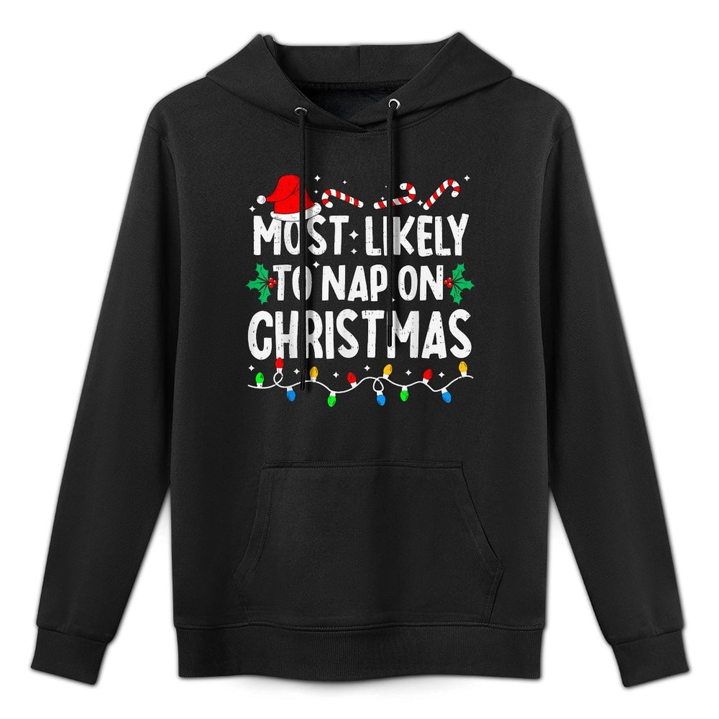 Most Likely to Nap On Christmas Funny Family Matching Xmas Adjustable Hood Hoodie