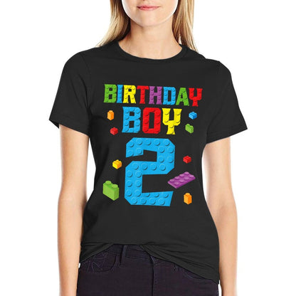 Master Builder 2nd Birthday Boy 2 Two Year Building Bricks  Stretchy T-Shirt