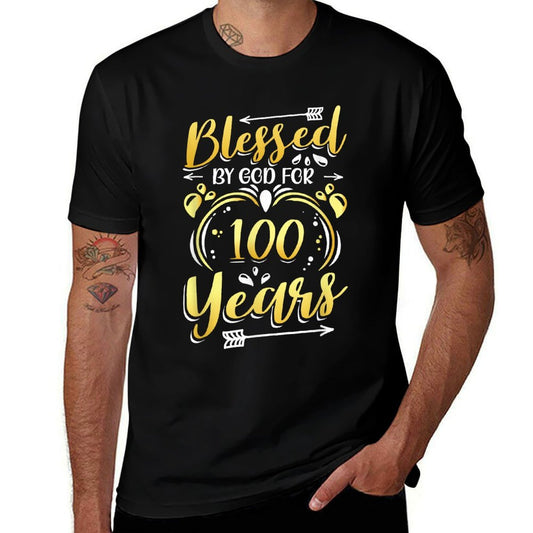 Religious Blessed By God For 100 Years Happy 100th Birthday  Versatile T-Shirt