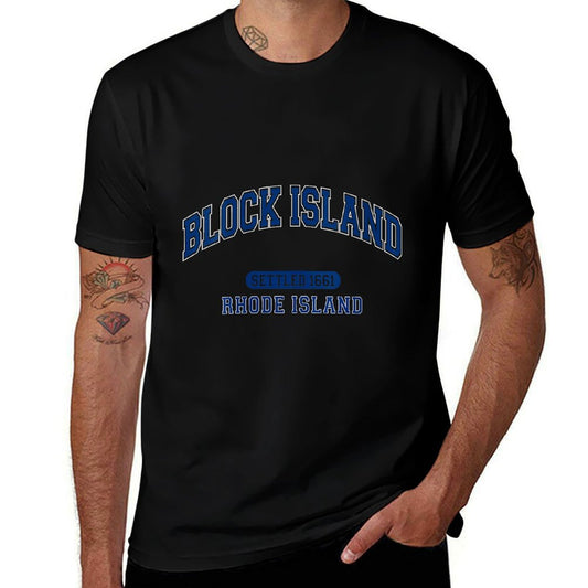 Womens Block Island Rhode Island Settled 1661 Vintage Sports Blue  Tagless Design T-Shirt