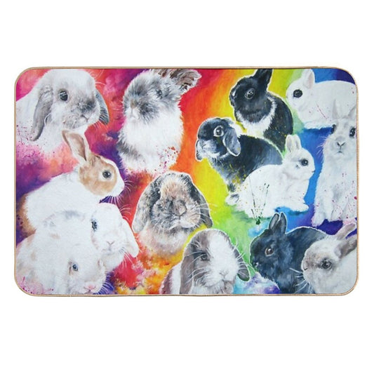 Painted Bunnies in A Rainbow  Multi-Purpose Bath Mat