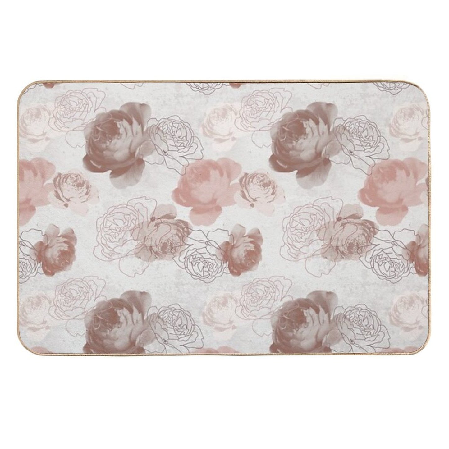 Vintage Rose in Peach Pattern  Absorbent Bath Mat