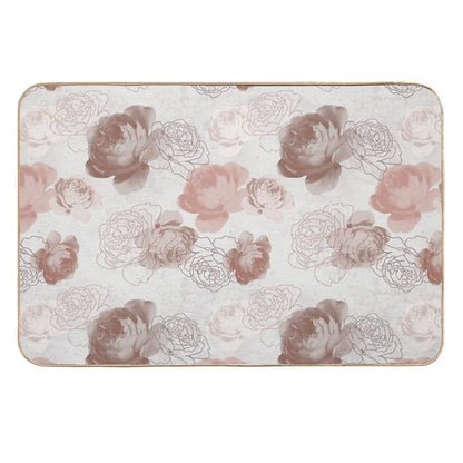 Vintage Rose in Peach Pattern  Absorbent Bath Mat