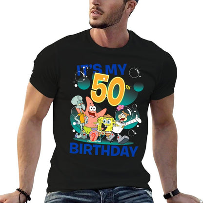 SpongeBob SquarePants It's My 50th Birthday Group Shot Premium  Durable T-Shirt