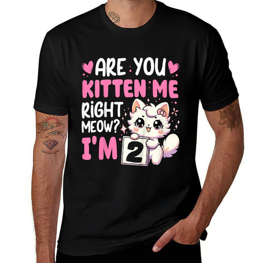 Kids 2nd Birthday Girl 2yr Two 2 Year Old Kitten Cat Bday  Summer-ready Fabric T-Shirt