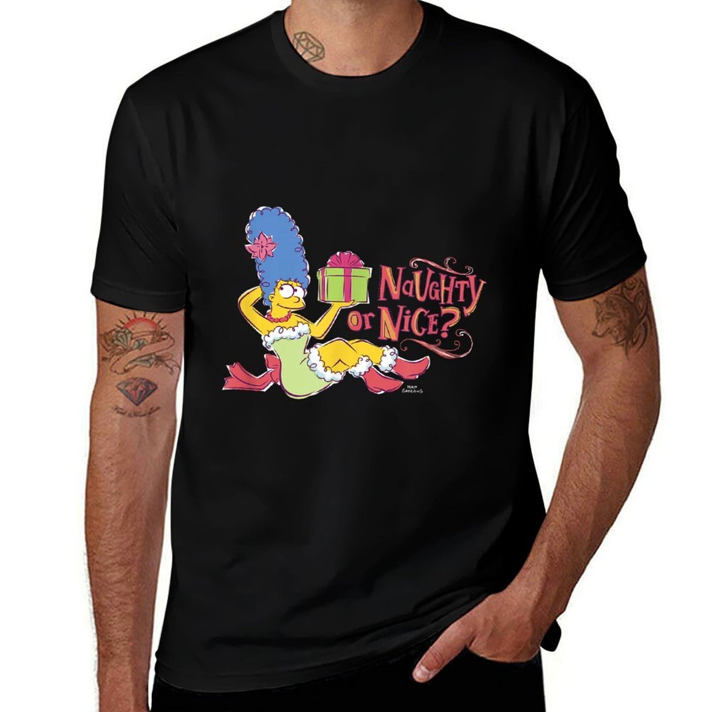The Simpsons Christmas Marge Naughty Or Nice V2  Slim-fit Cut T-Shirt