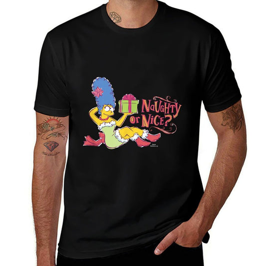 The Simpsons Christmas Marge Naughty Or Nice V2  Slim-fit Cut T-Shirt