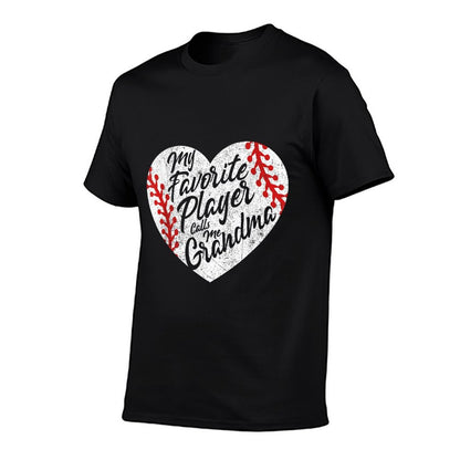 My Favorite Player Calls Me Grandma Baseball Heart Women's  Oversized Silhouette T-Shirt