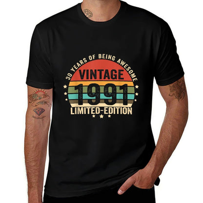 Retro Vintage 1991 30 Year Old 30th Birthday for Men Him Her  Heathered Texture T-Shirt
