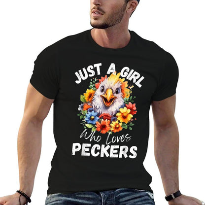 Just A Girl Who Loves Peckers Funny Chicken  Eco-friendly Material T-Shirt