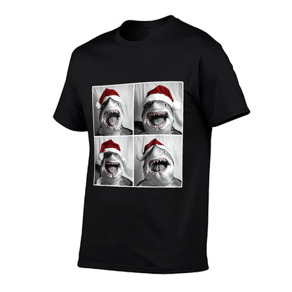Funny Shark in Santa Hat Christmas Photobooth Xmas Selfie  Cotton T-Shirt