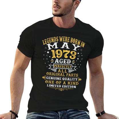 Legends Were Born In May 1973 50 Years Old 50th Birthday  Ribbed Collar T-Shirt