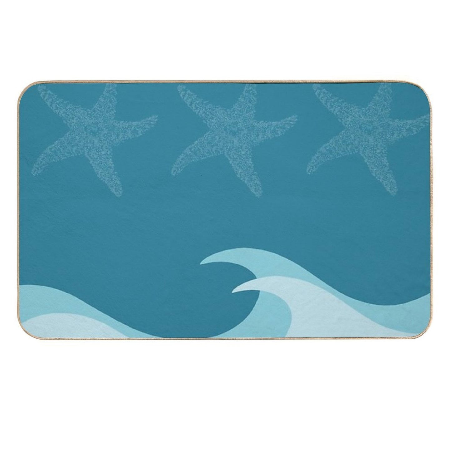 Waves And Starfish - Digital Art  Eco-Friendly Bath Mat