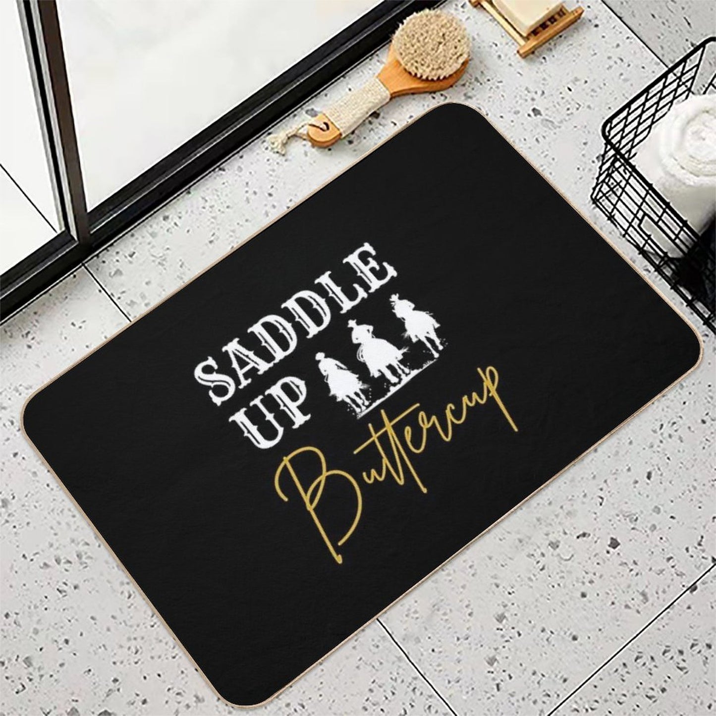 Saddle Up Buttercup - Western Cowboy Cowgirl Rodeo  Repositionable Bath Mat