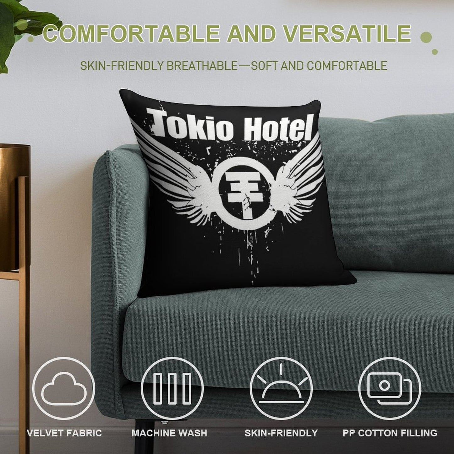 Tokio Hotel Merch Tokio Hotel Logo Soft Style Accent Throw Pillow