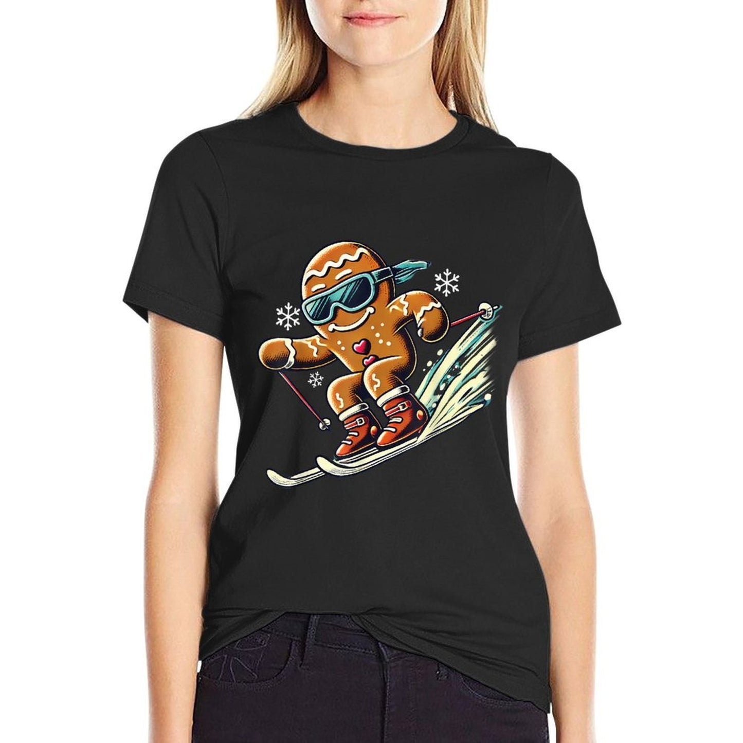 Ski Squad Team Ski Lover Skier Gingerbread Skiing Christmas  Relaxed-fit T-Shirt