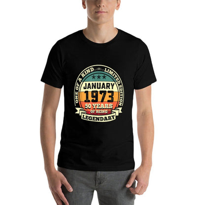 January 1973 50th Birthday Gift 50 Years Of Being Legendary  Heathered Texture T-Shirt