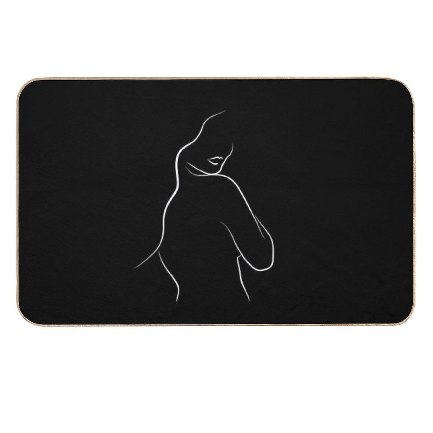 Minimalist Woman Line Art - Leias Lips in Black  Eco-Friendly Bath Mat