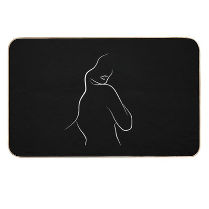 Minimalist Woman Line Art - Leias Lips in Black  Eco-Friendly Bath Mat