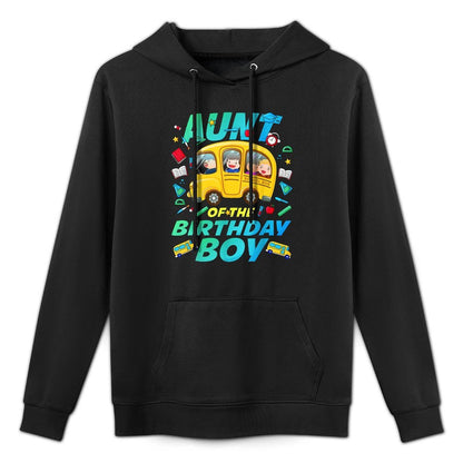 Aunt of The Birthday Boy School Bus Bday Family Party Cotton-Polyester Blend Hoodie