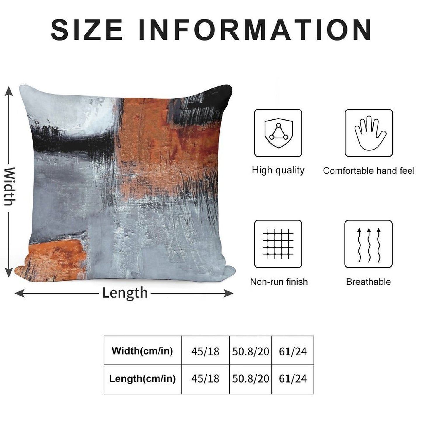 Black Orange Abstract Soft Decorative Cover Throw Pillow