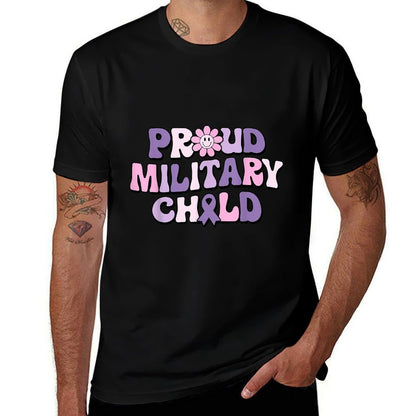 Proud Military Child Groovy Purple Up for Military Kids  Breathable T-Shirt