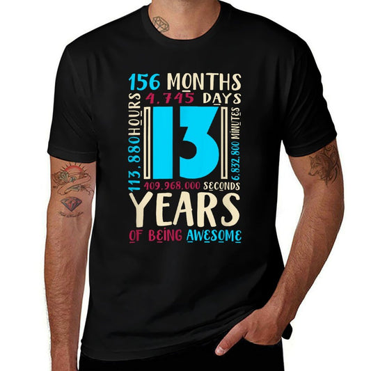 13th Birthday for Kids Gift Age 13 Year Old Boys Girls  Slim-fit Cut T-Shirt