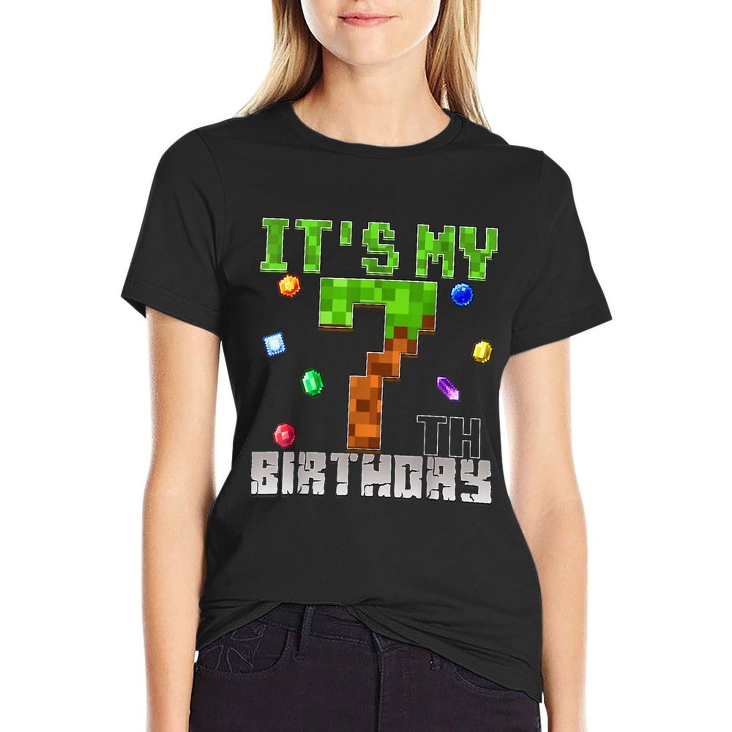 Birthday Boy It's My 7th Birthday Video Game Pixel  Relaxed-fit T-Shirt