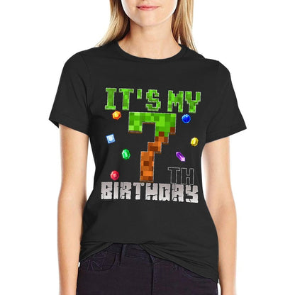 Birthday Boy It's My 7th Birthday Video Game Pixel  Relaxed-fit T-Shirt