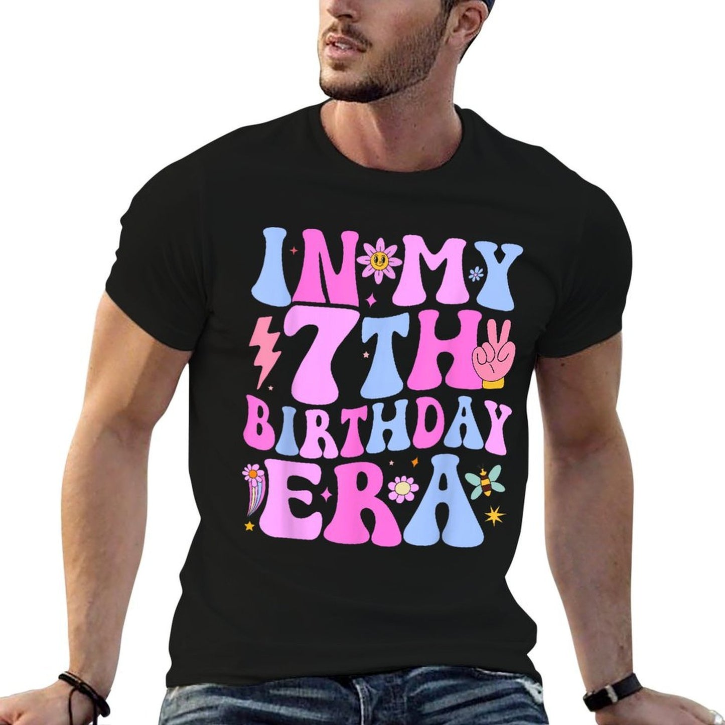 In My 7th Birthday Era Seven Bday 7 Year Old Birthday Girl  Lightweight T-Shirt