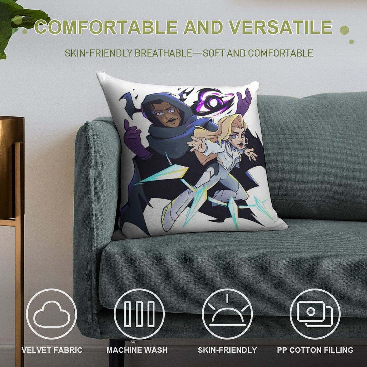 Marvel Rivals Cloak And Dagger Soft Warmth Comfort Throw Pillow