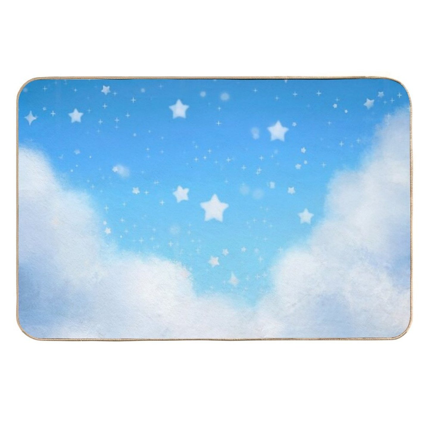 White Puffy Clouds W Starry Sky  Pet-Safe Bath Mat