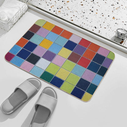 Colourful Tiles on Wall  Long-Lasting Bath Mat