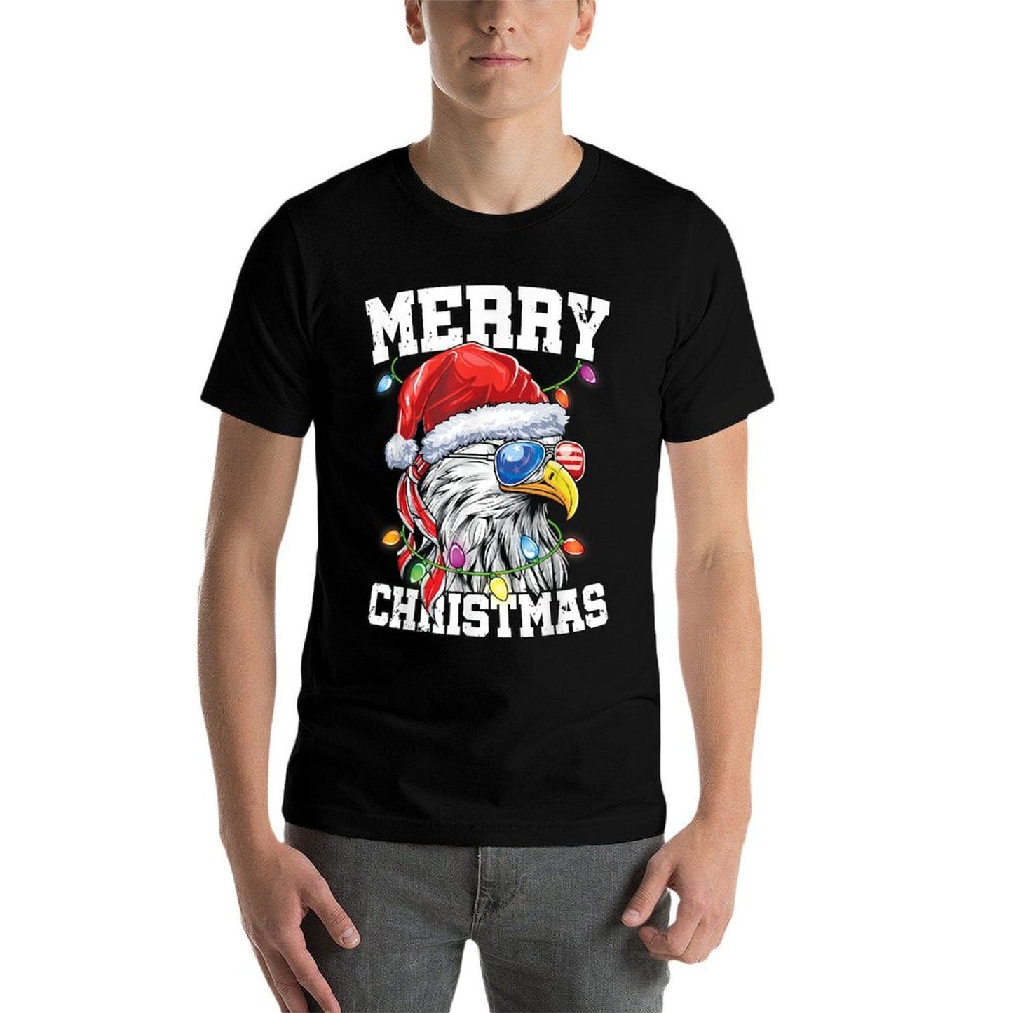 Merry Christmas Patriotic USA Patriotic Santa Bald Eagle  Breathable T-Shirt