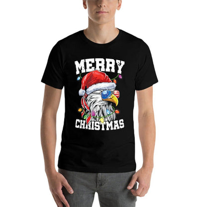 Merry Christmas Patriotic USA Patriotic Santa Bald Eagle  Breathable T-Shirt