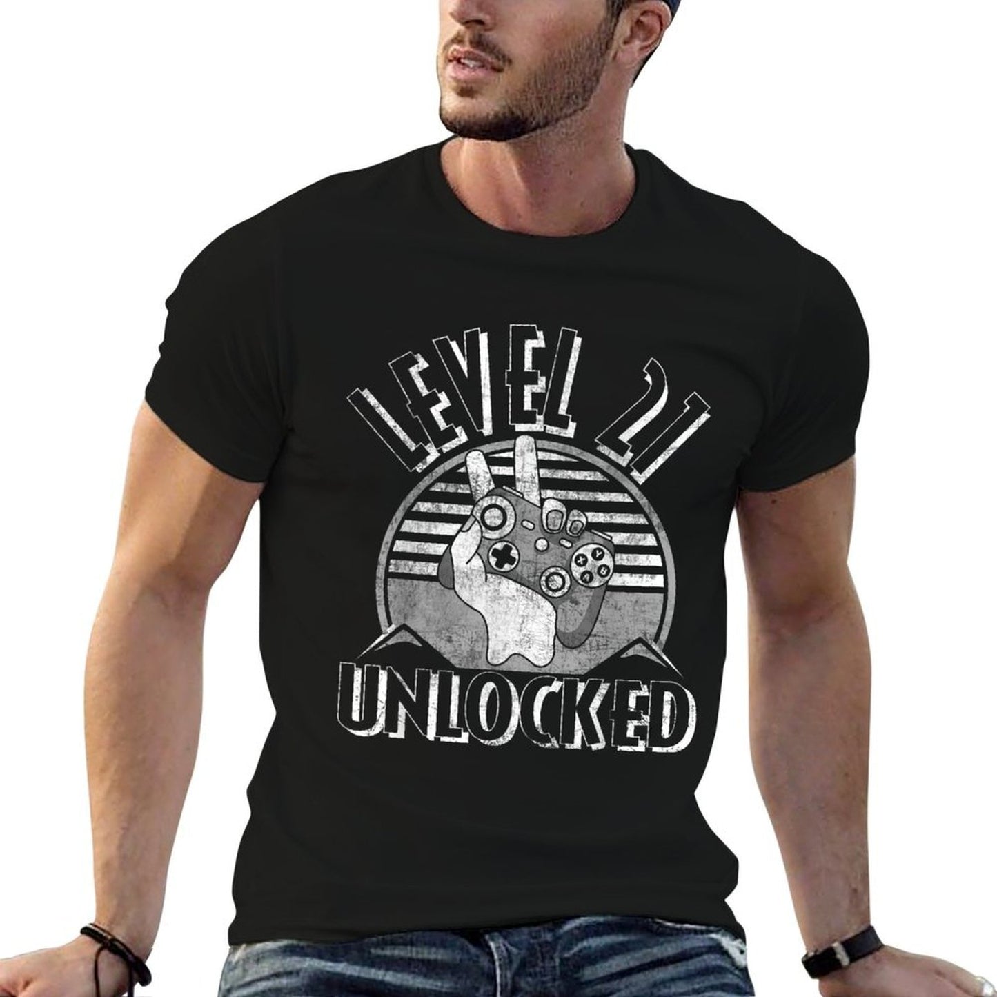 Level 21 Unlocked Video Gamer 21 Years Old 21st Birthday  Stretchy T-Shirt