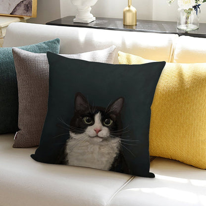 Tuxedo Cat Portrait Soft Ultra-Soft Texture Throw Pillow