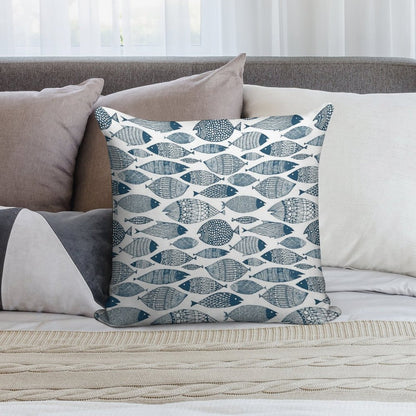 Blue Fish White Soft Warmth Comfort Throw Pillow