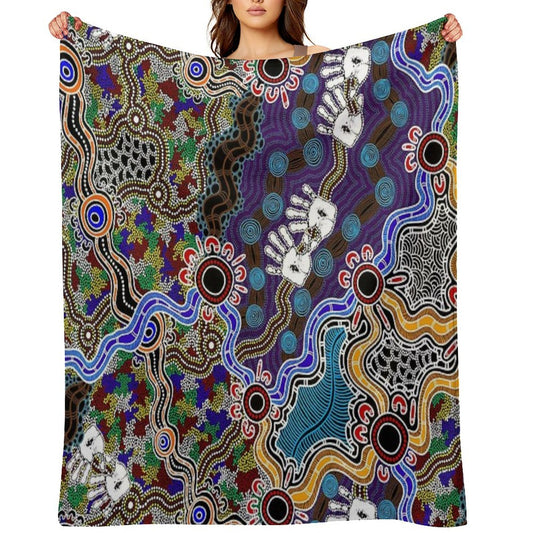 Authentic Aboriginal Art - Discovering Your Dreams Shrink-resistant Throw Blanket
