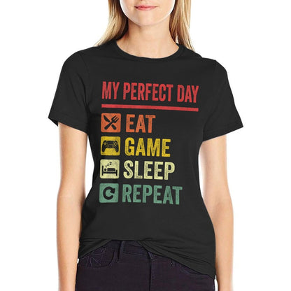 My Perfect Day Video Games Funny Cool Gamer Gift Comfortable T-Shirt