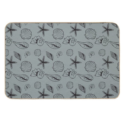 The Dark Sage Green Shells  Anti-Trip Bath Mat