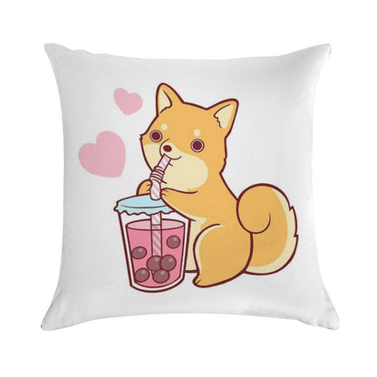 Bubble Tea Shiba Soft High-Density Material Throw Pillow