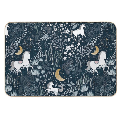 Unicorns Fields - Moody Blue  Fade-Resistant Bath Mat