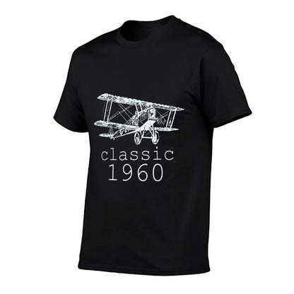 Classic 1960 Vintage Biplane Aviation 65th Birthday  Rolled Sleeves T-Shirt