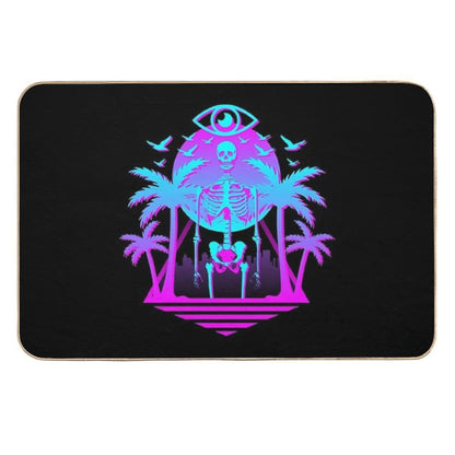 Radical Retro 80's Skeleton  Toxin-Free Bath Mat
