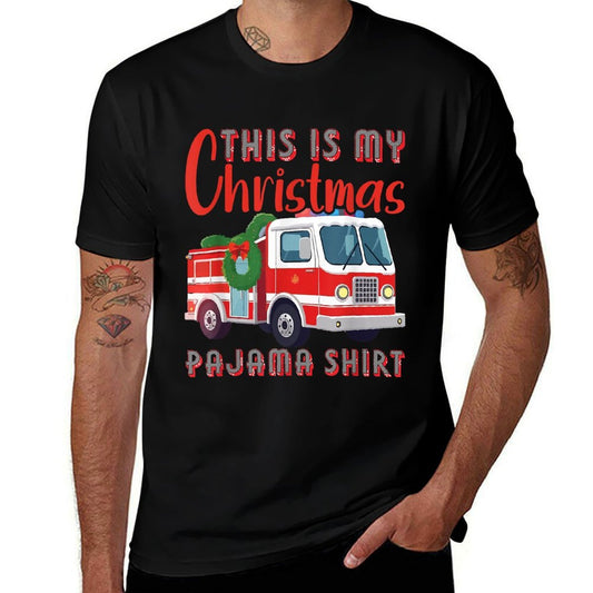 Santa Fireman Xmas Firefighting Funny Firefighter Christmas  Relaxed-fit T-Shirt